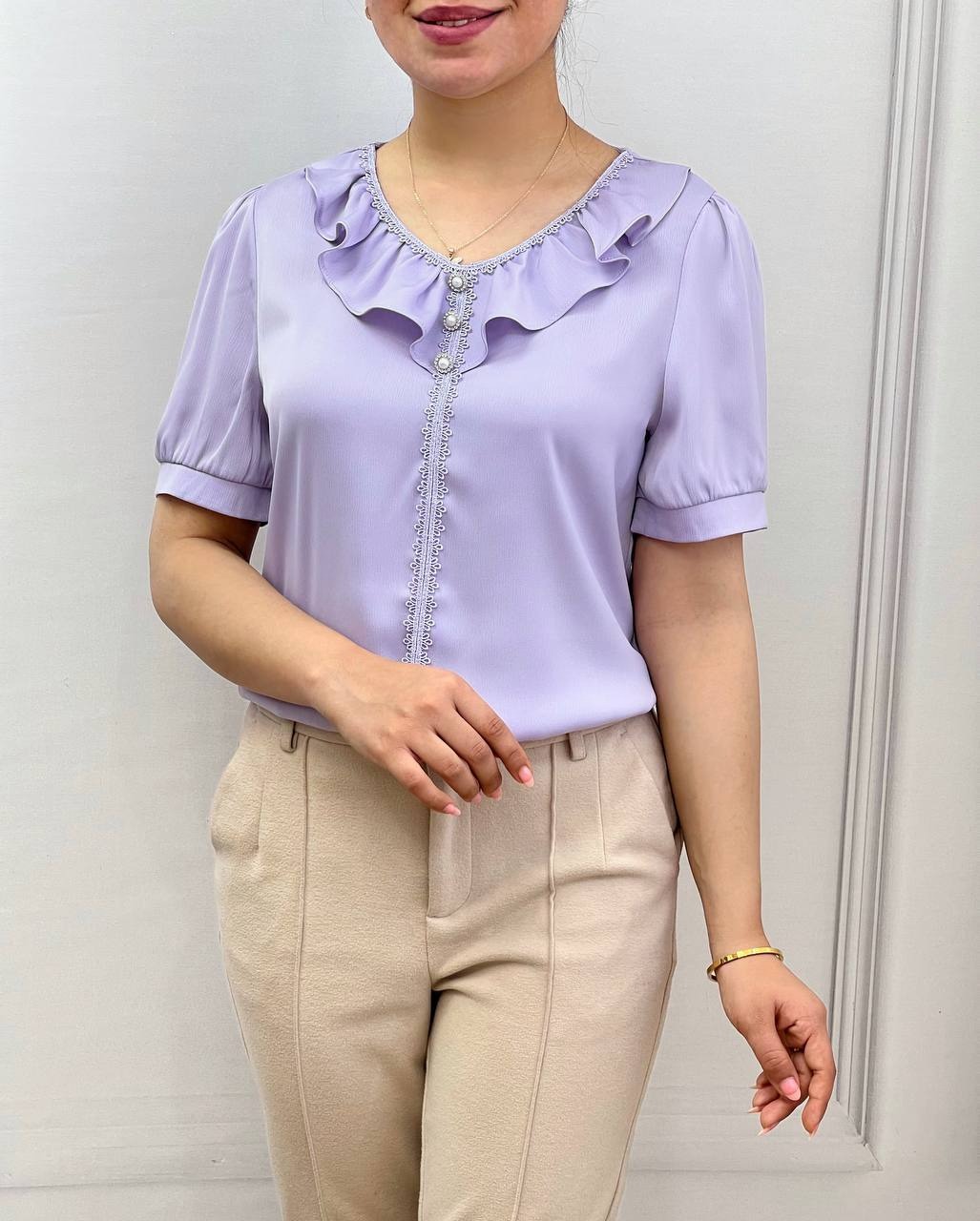 شومیز ساتن کریشه مروارید کد 3491