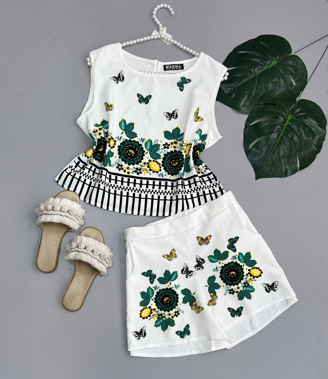 ست تاپ و شلوارک مروارید کد 3500