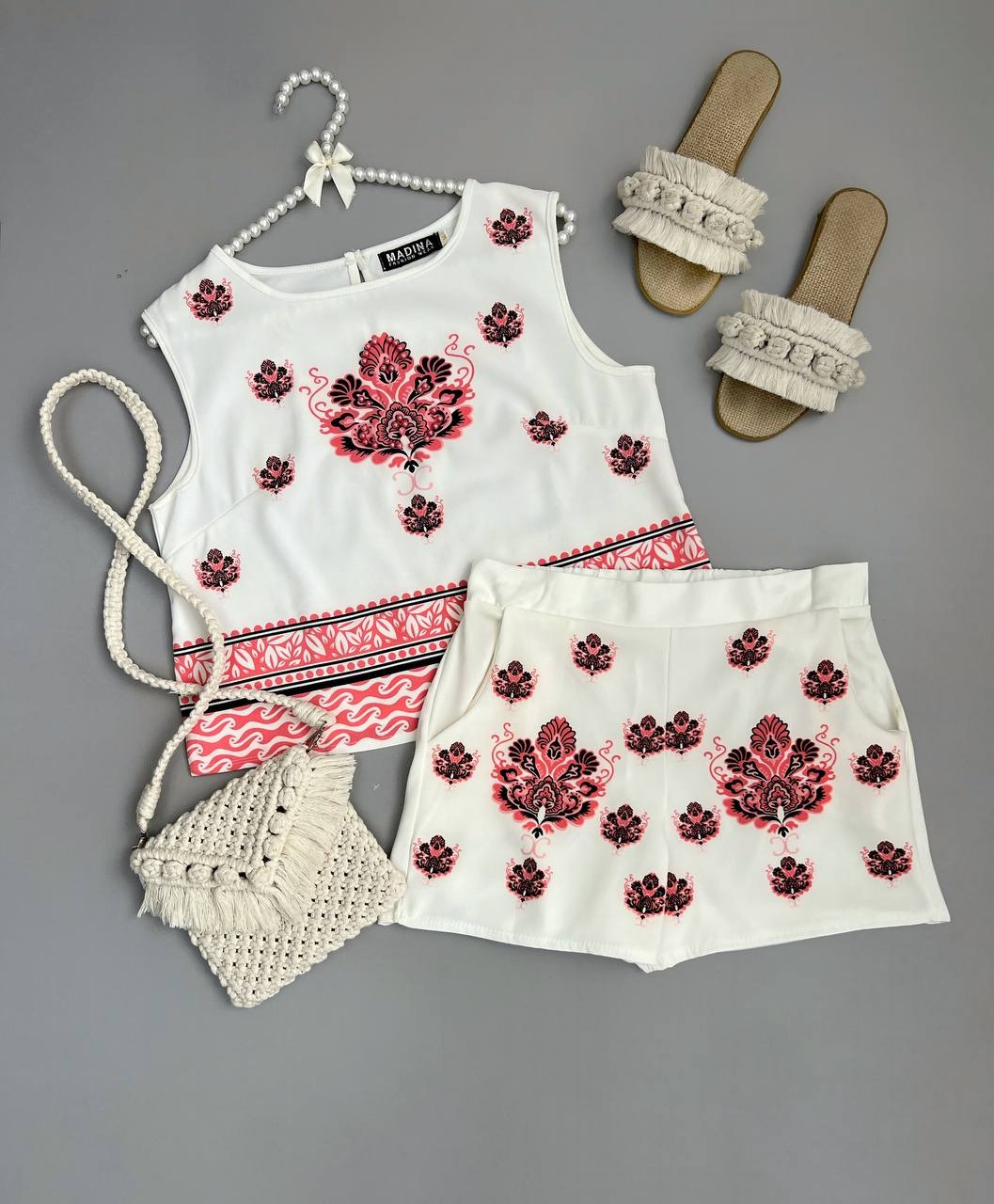 ست تاپ و شلوارک مروارید کد 3500