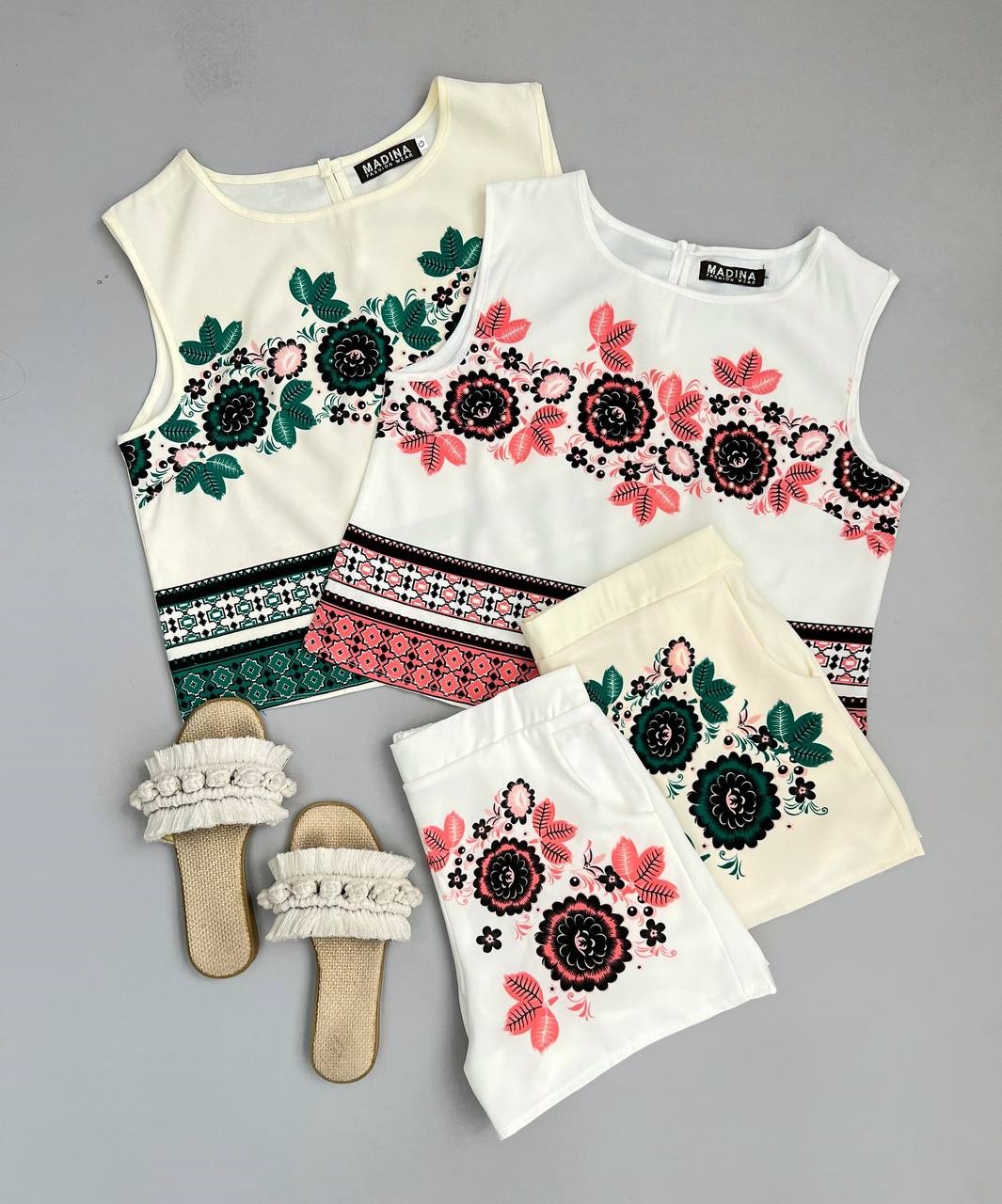 ست تاپ و شلوارک مروارید کد 3500