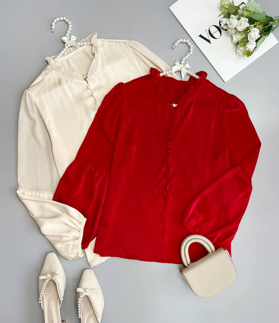 شومیز ساتن آستین حریر کد 3502