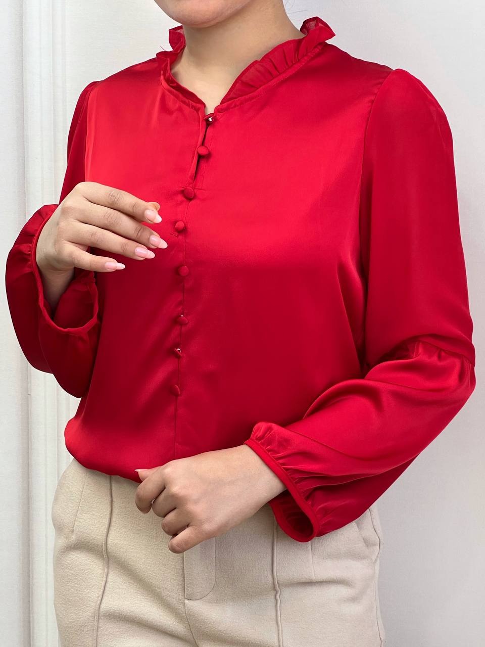 شومیز ساتن آستین حریر کد 3502