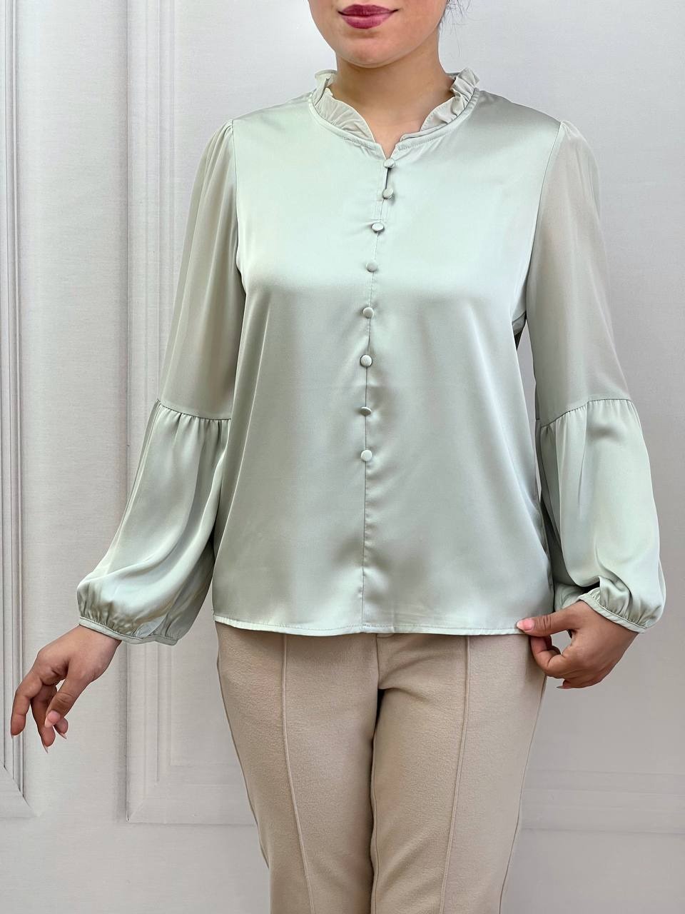 شومیز ساتن آستین حریر کد 3502