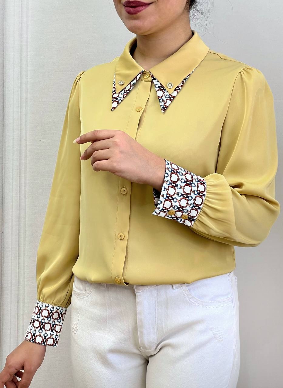 شومیز تکرنگ جلو دکمه کد 3510