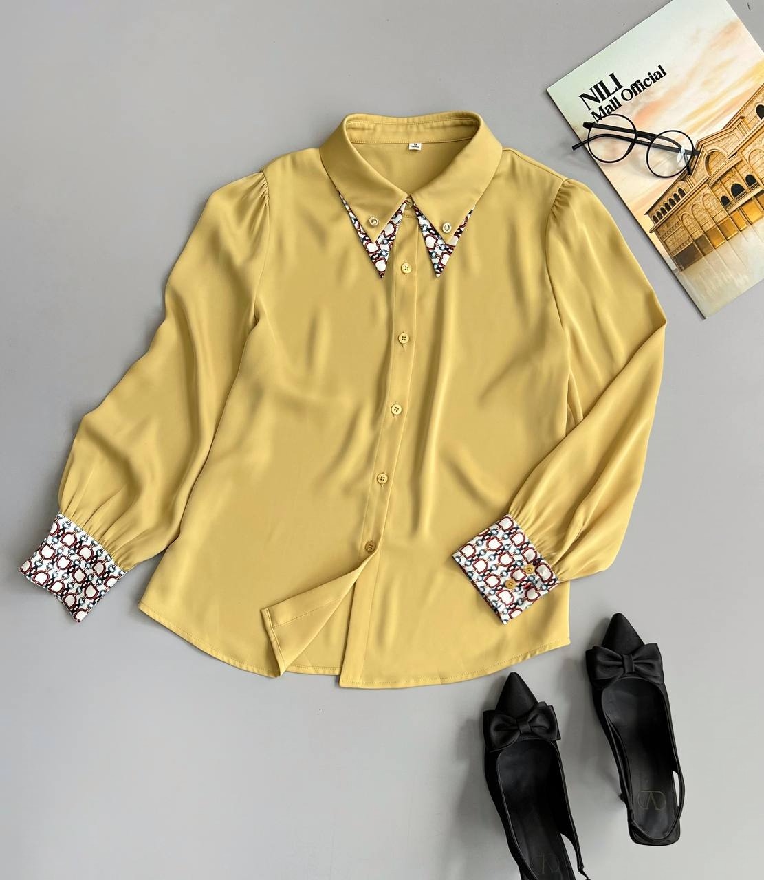 شومیز تکرنگ جلو دکمه کد 3510