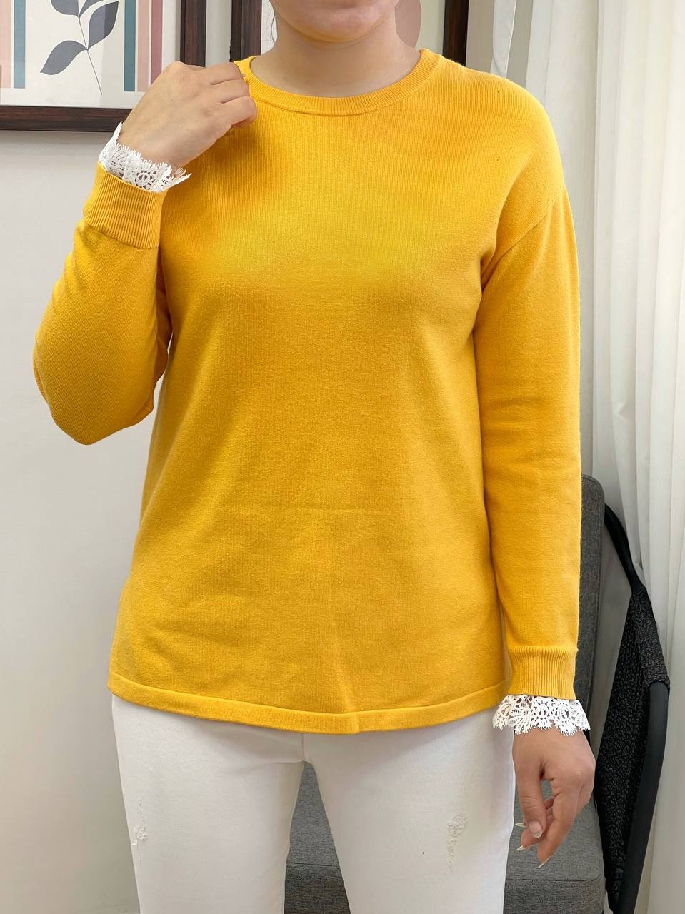 پلیور بافت سر آستین گیپور کد 3514