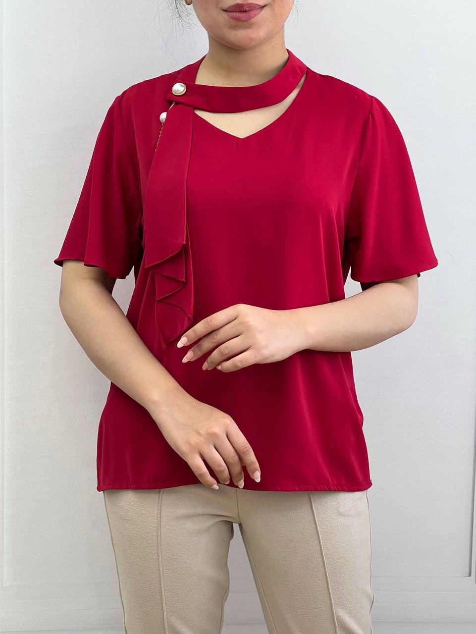 شومیز آستین کلوش کرواتی کد 3516