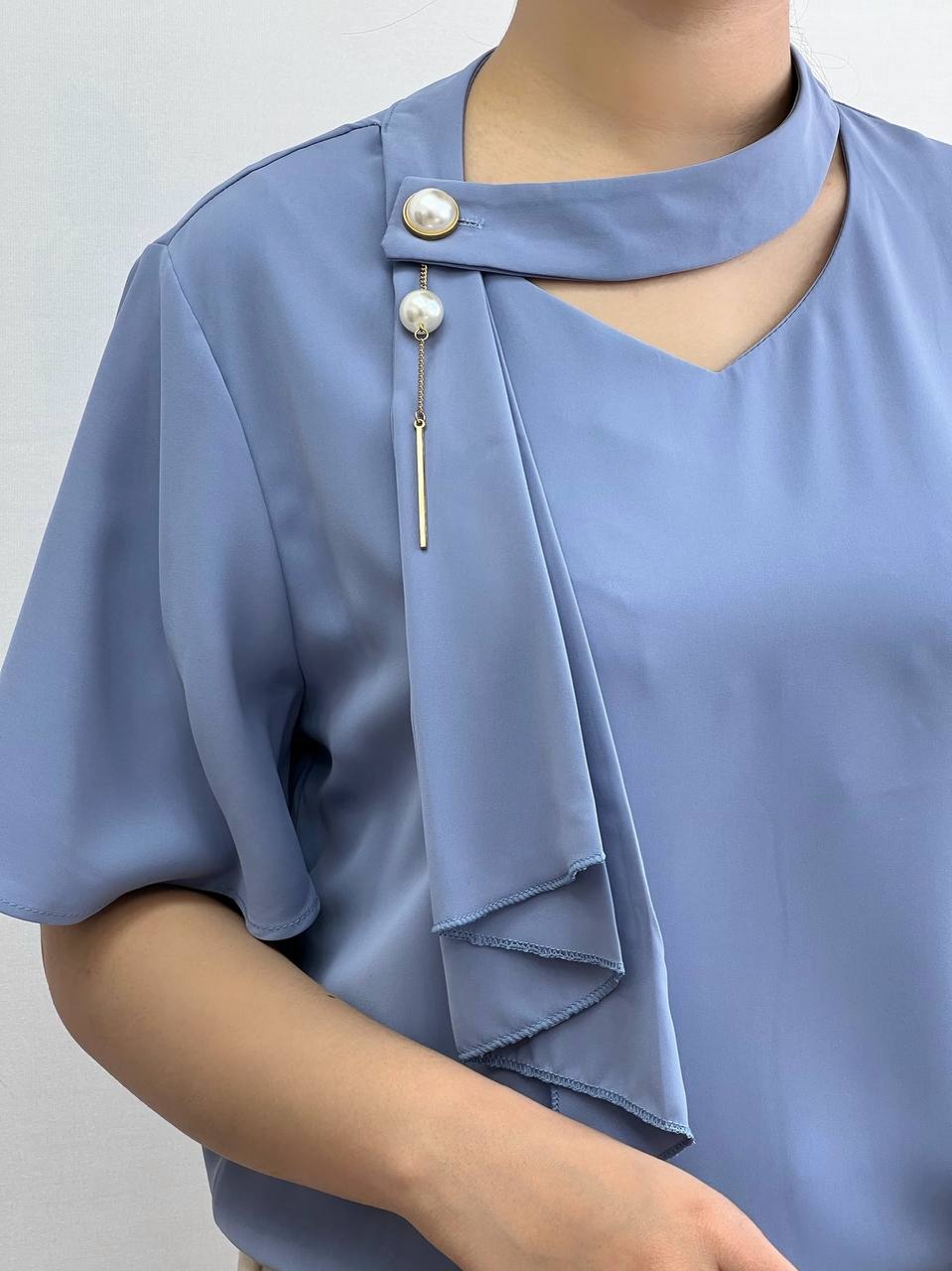 شومیز آستین کلوش کرواتی کد 3516