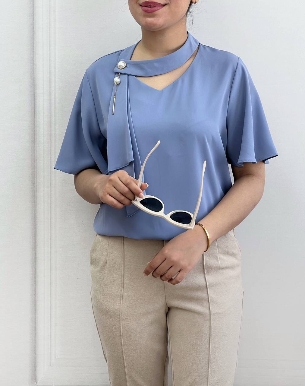 شومیز آستین کلوش کرواتی کد 3516