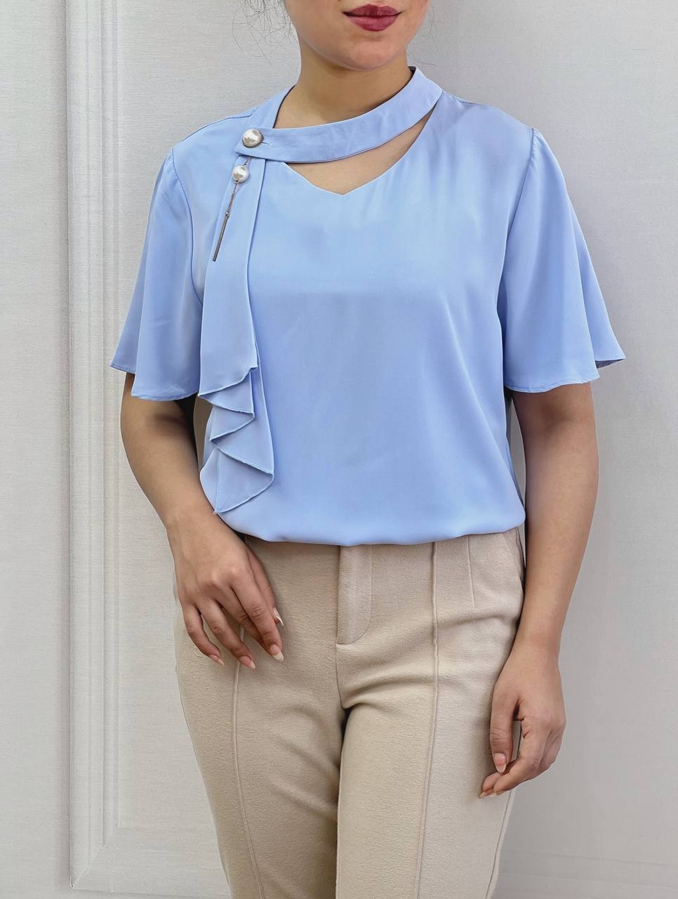 شومیز آستین کلوش کرواتی کد 3516