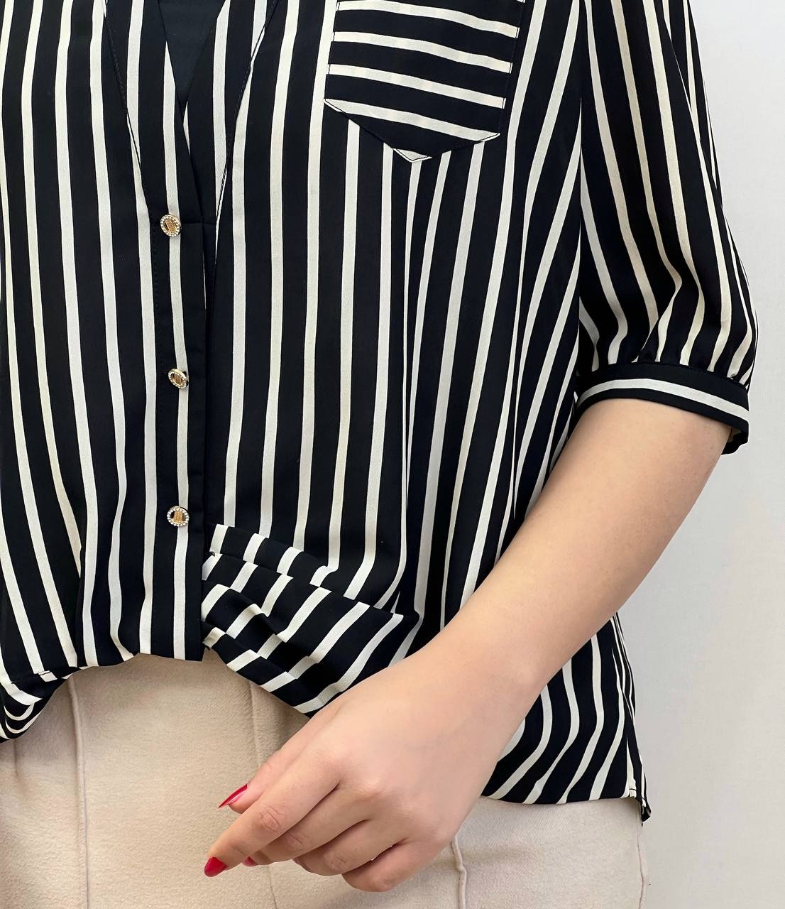 شومیز راه راه استین سه ربع کد 3517