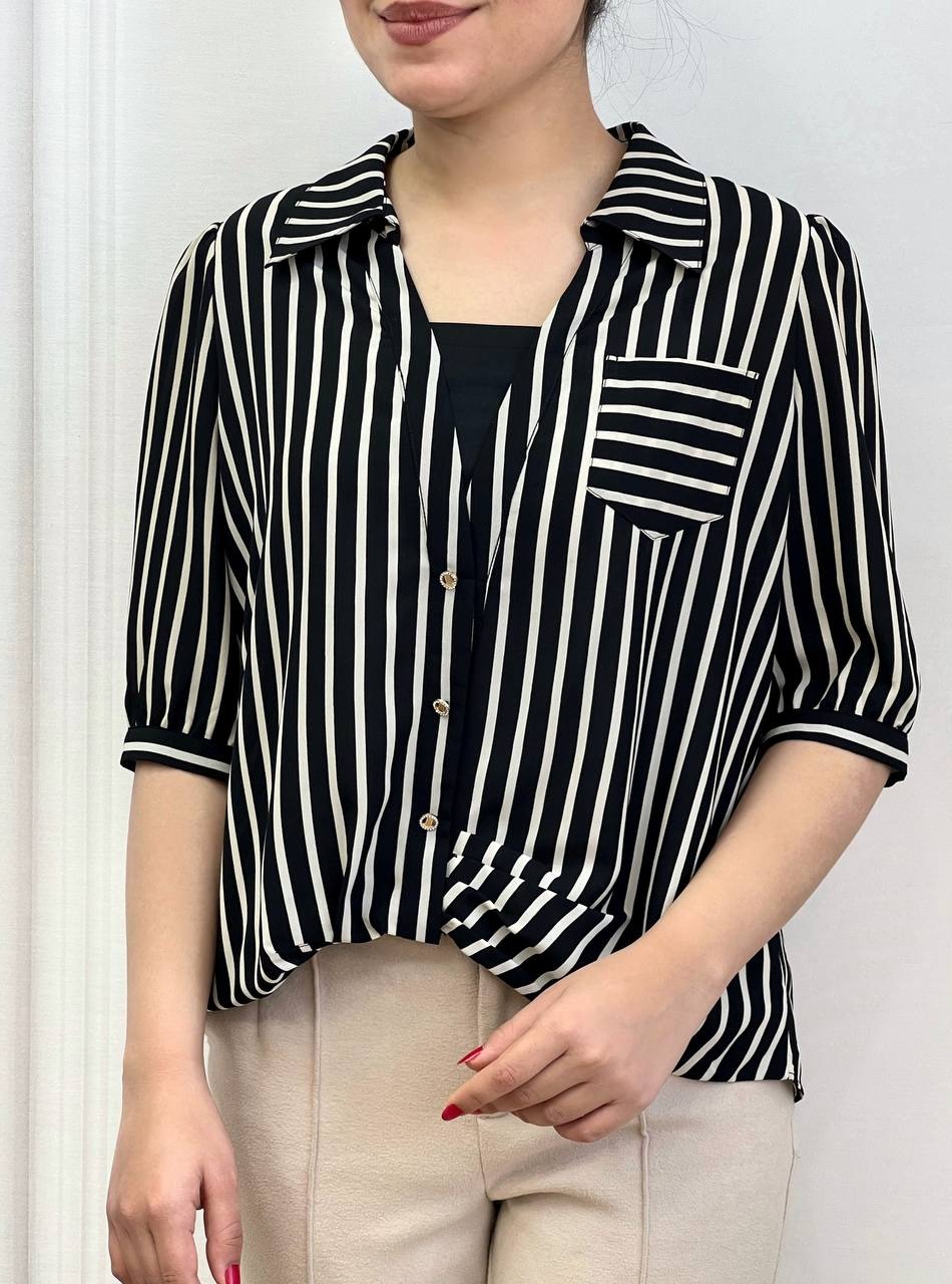 شومیز راه راه استین سه ربع کد 3517