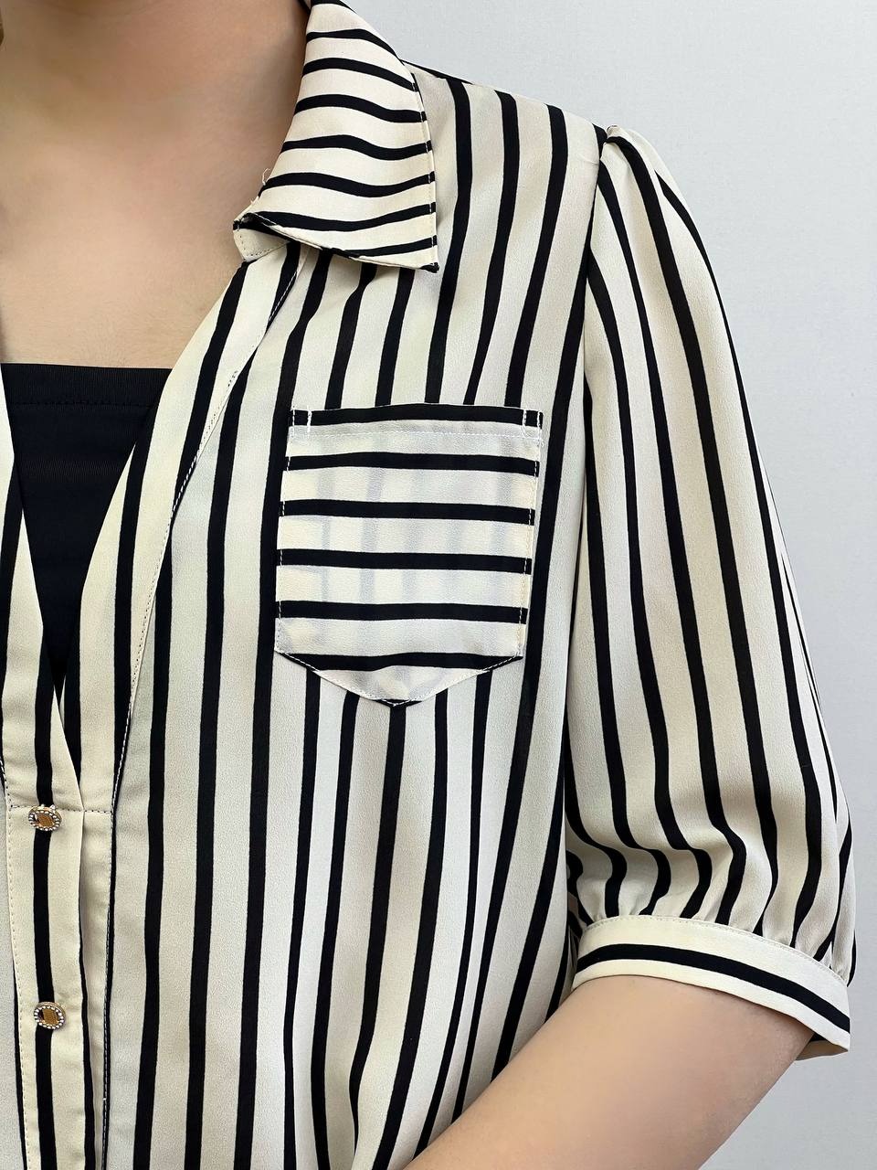 شومیز راه راه استین سه ربع کد 3517