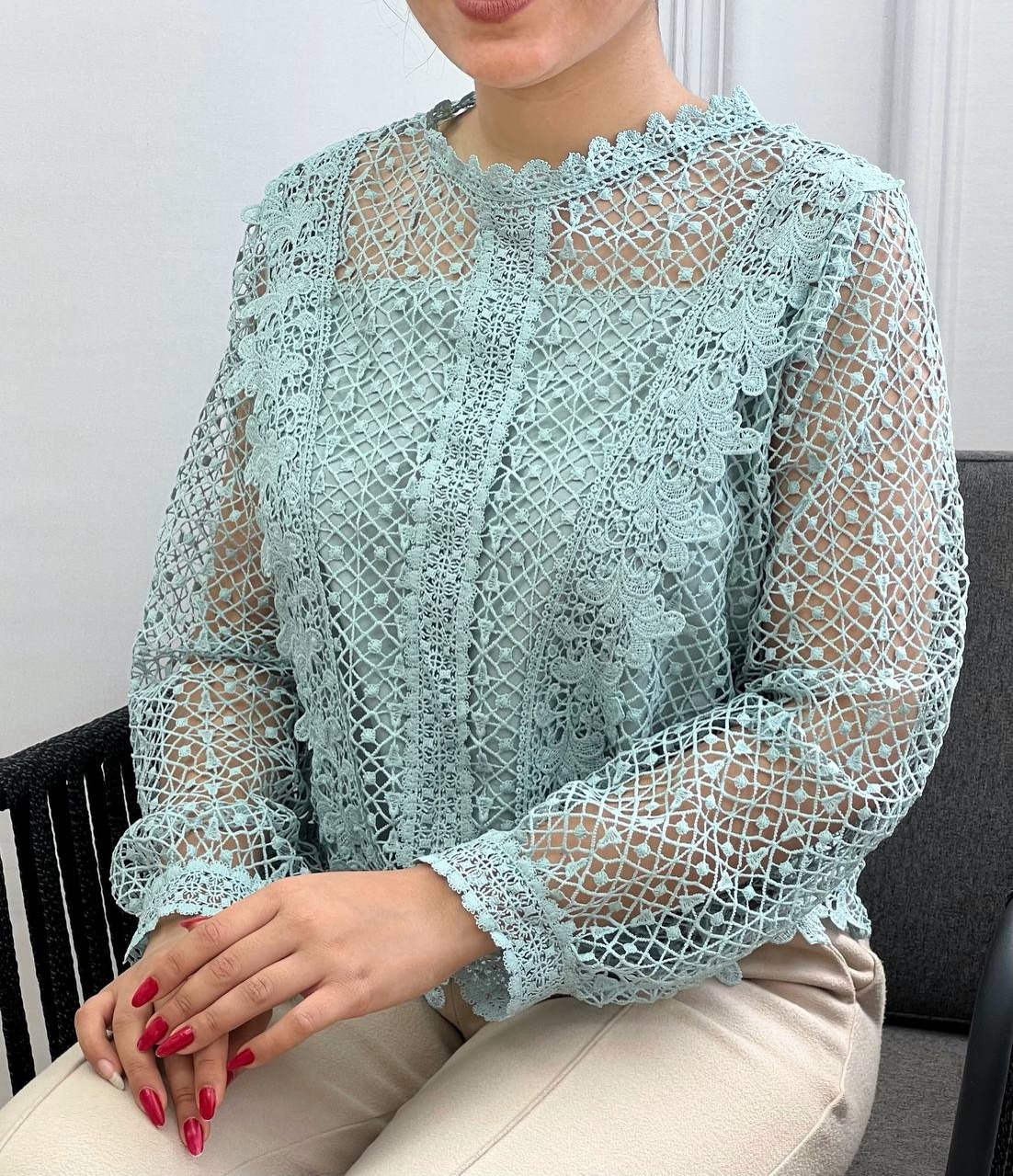 شومیز دانتل استر دار کد 3518