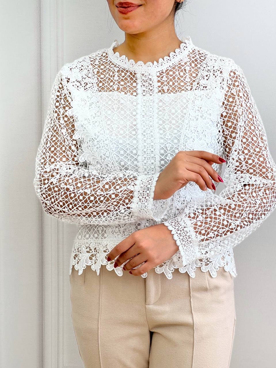 شومیز دانتل استر دار کد 3518