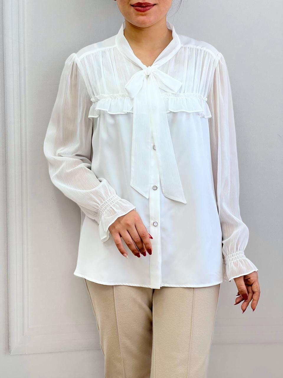 شومیز جلو دکمه کرواتی کد 3520