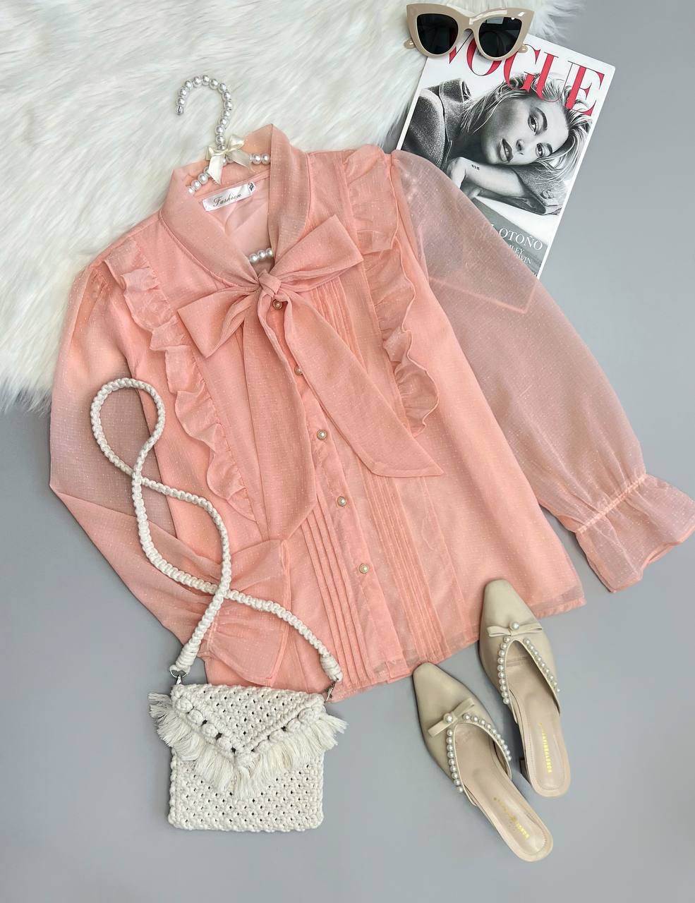 شومیز کرواتی جلو دکمه شاین دار کد 3529