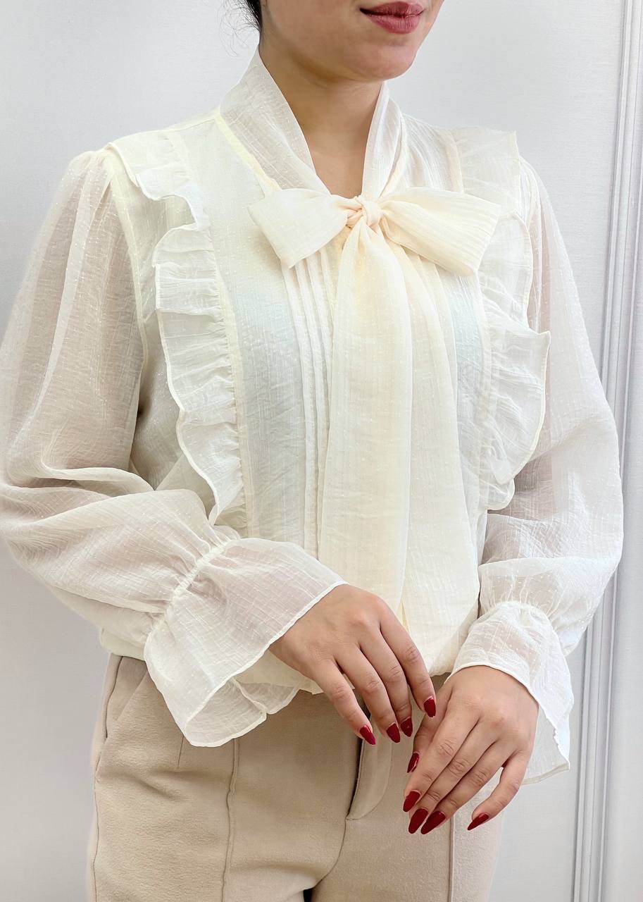 شومیز کرواتی جلو دکمه شاین دار کد 3529