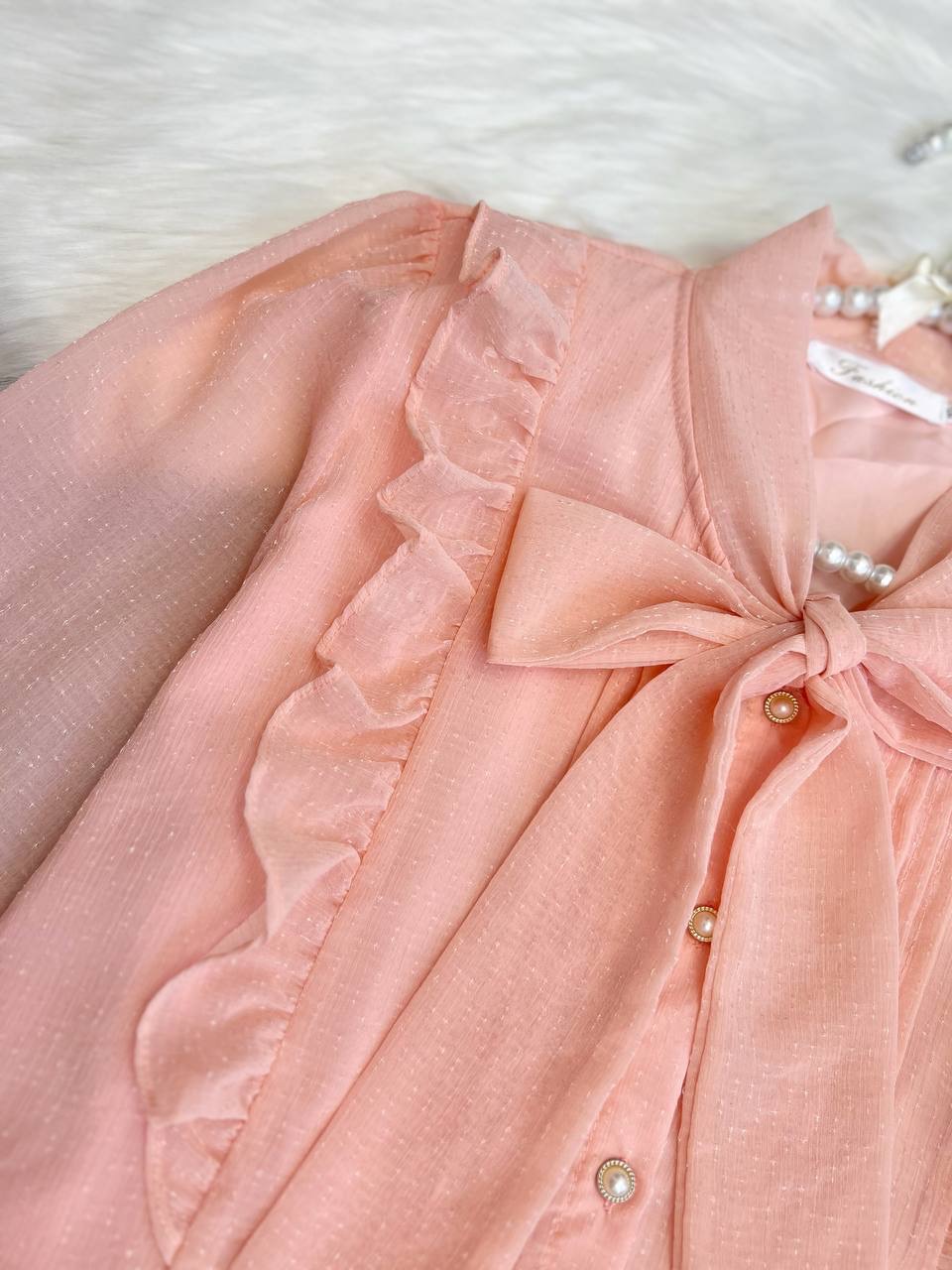 شومیز کرواتی جلو دکمه شاین دار کد 3529