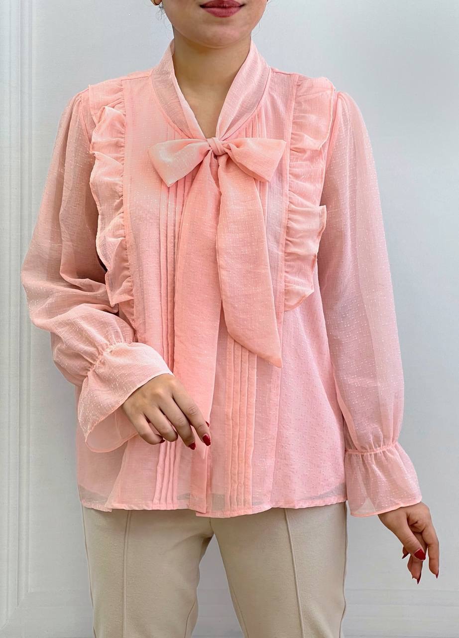 شومیز کرواتی جلو دکمه شاین دار کد 3529