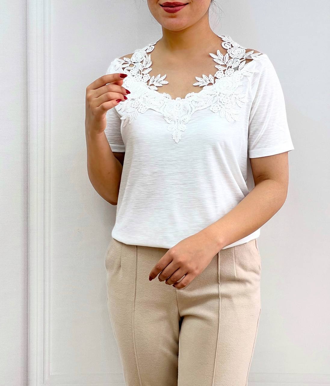 تیشرت سرشانه گیپور کد 3532