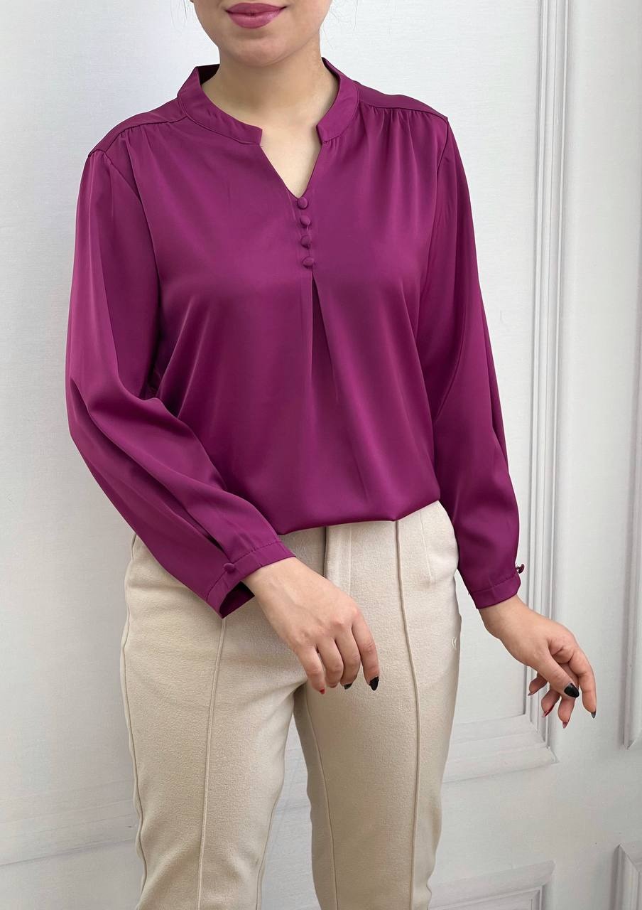 شومیز ساتن سرشانه چین کد 3537