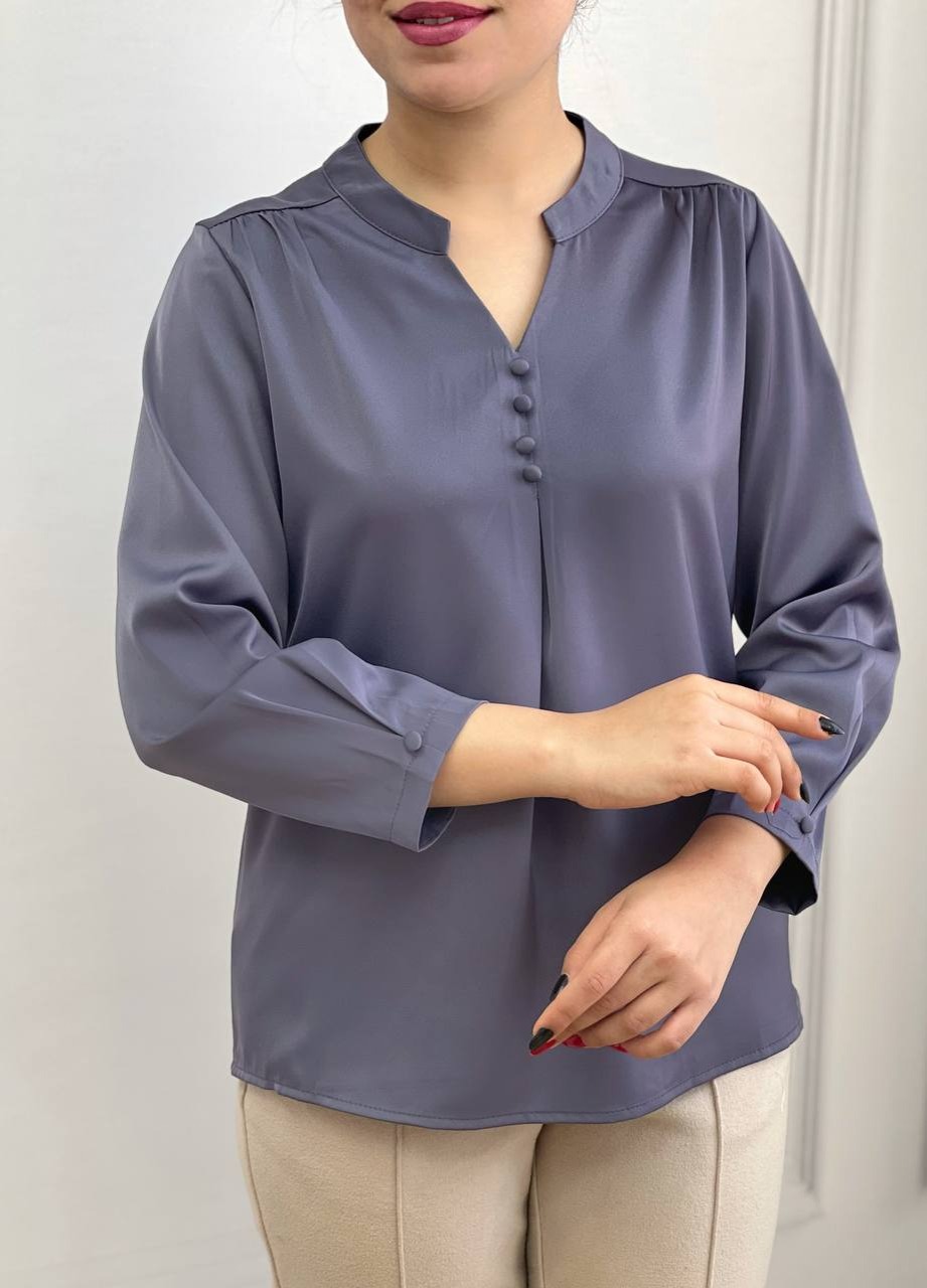 شومیز ساتن سرشانه چین کد 3537