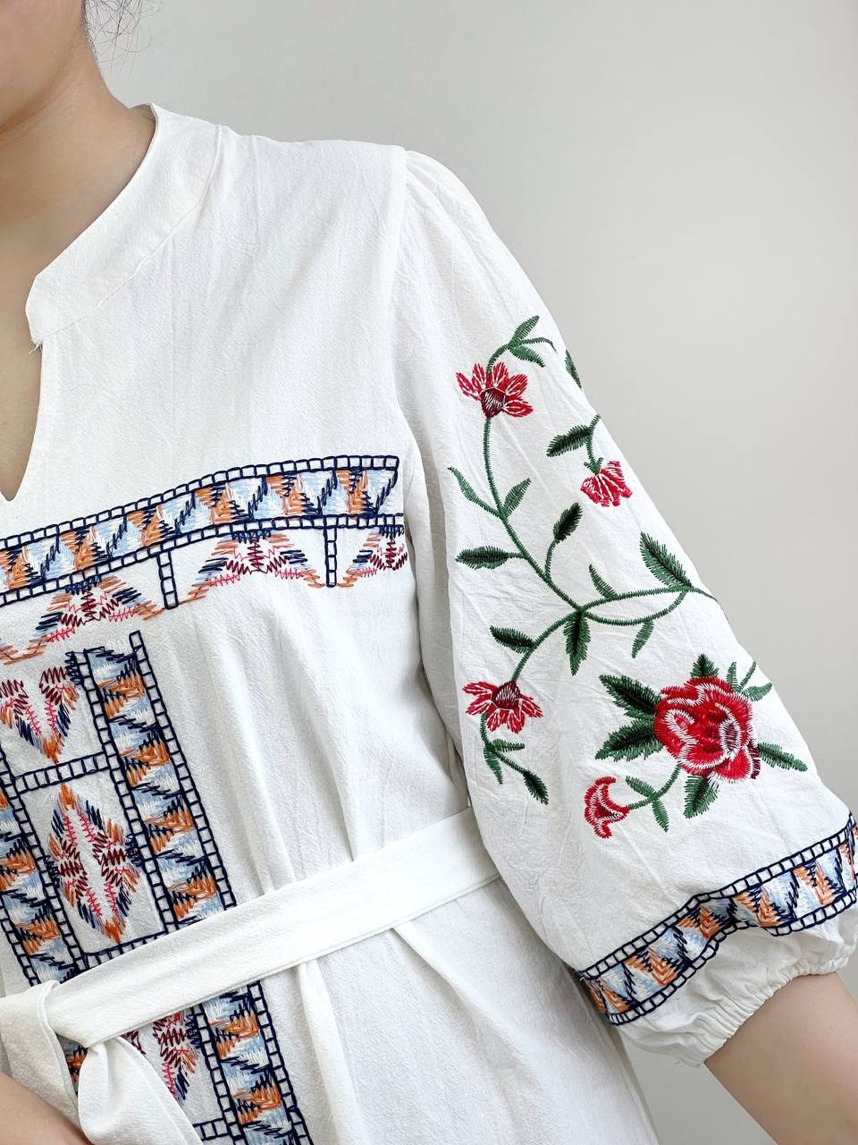 پیراهن کنف آستین پف کد 3540