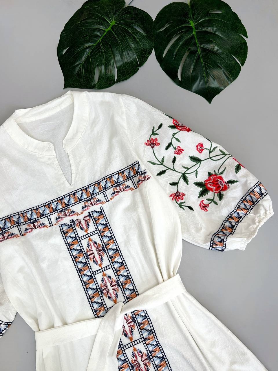 پیراهن کنف آستین پف کد 3540