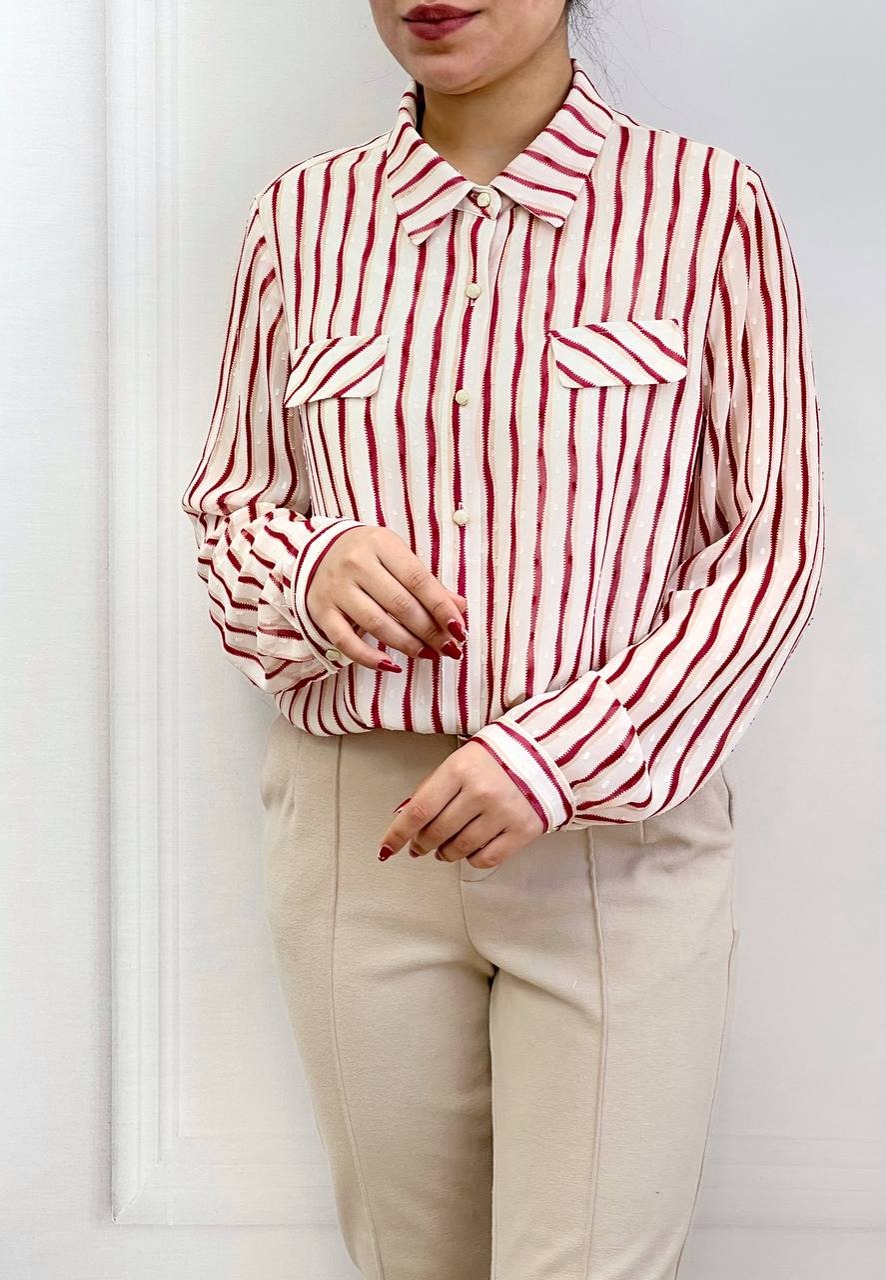 شومیز راه راه آستین بلند کد 3542