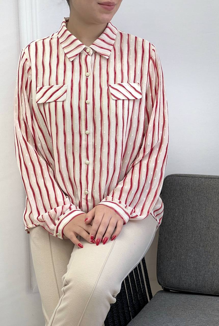 شومیز راه راه آستین بلند کد 3542