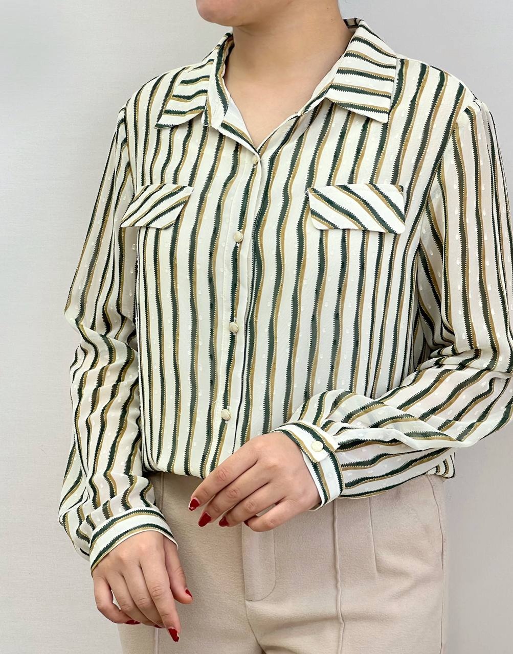 شومیز راه راه آستین بلند کد 3542