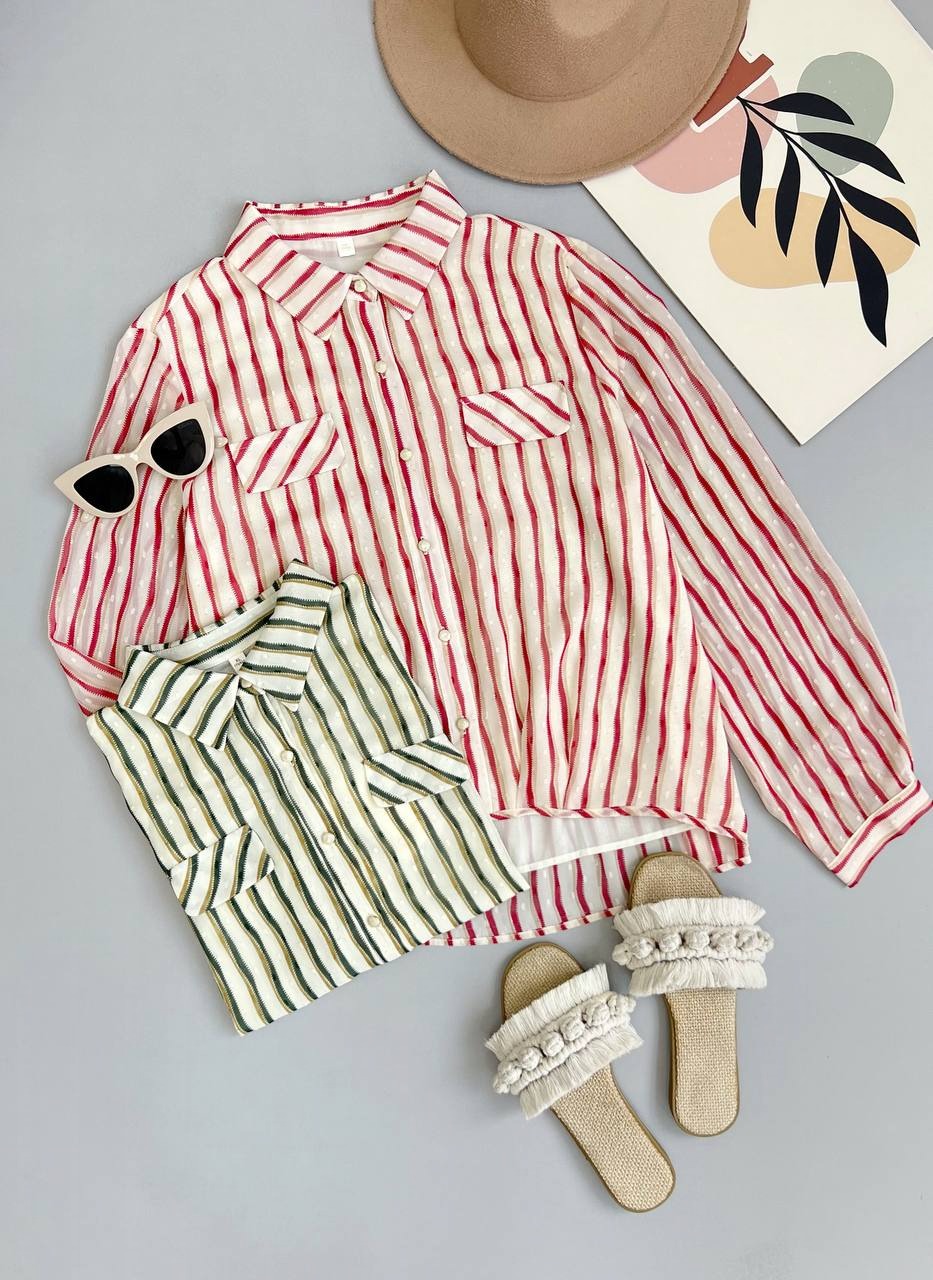 شومیز راه راه آستین بلند کد 3542