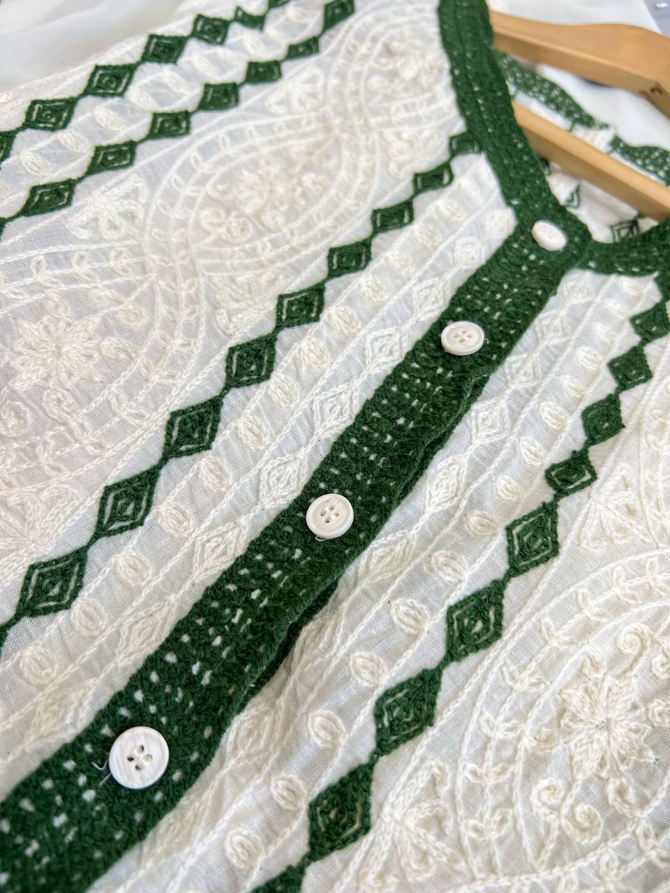 شومیز قلاب بافی استین حریر کد 3545