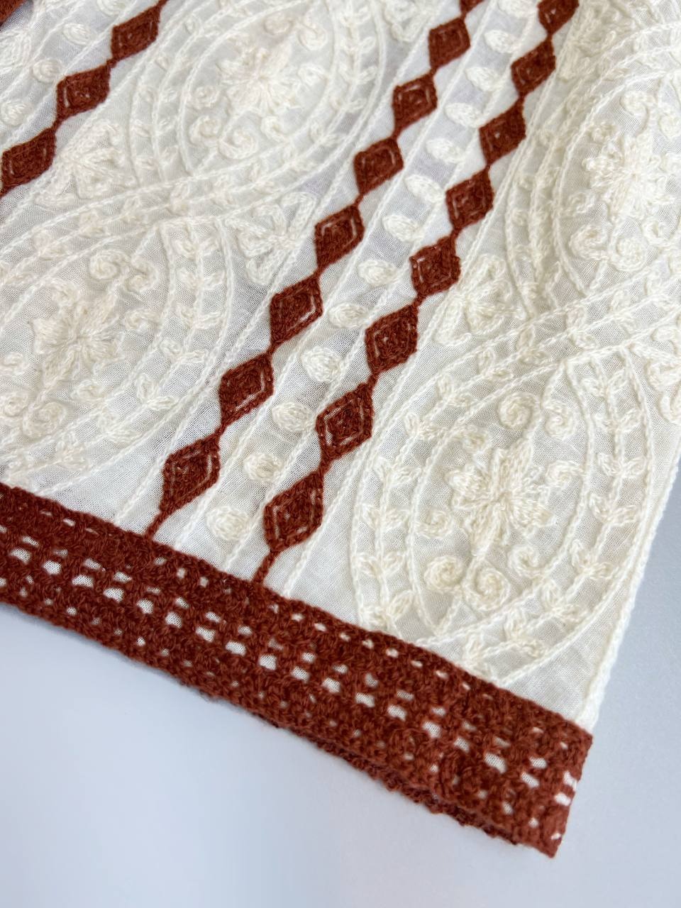 شومیز قلاب بافی استین حریر کد 3545