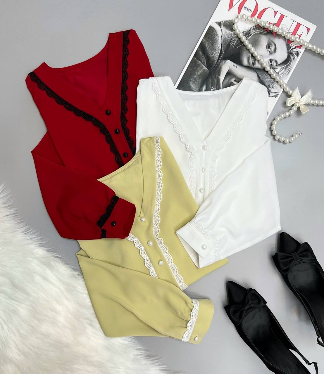 شومیز کرپ نما دکمه کد 3546