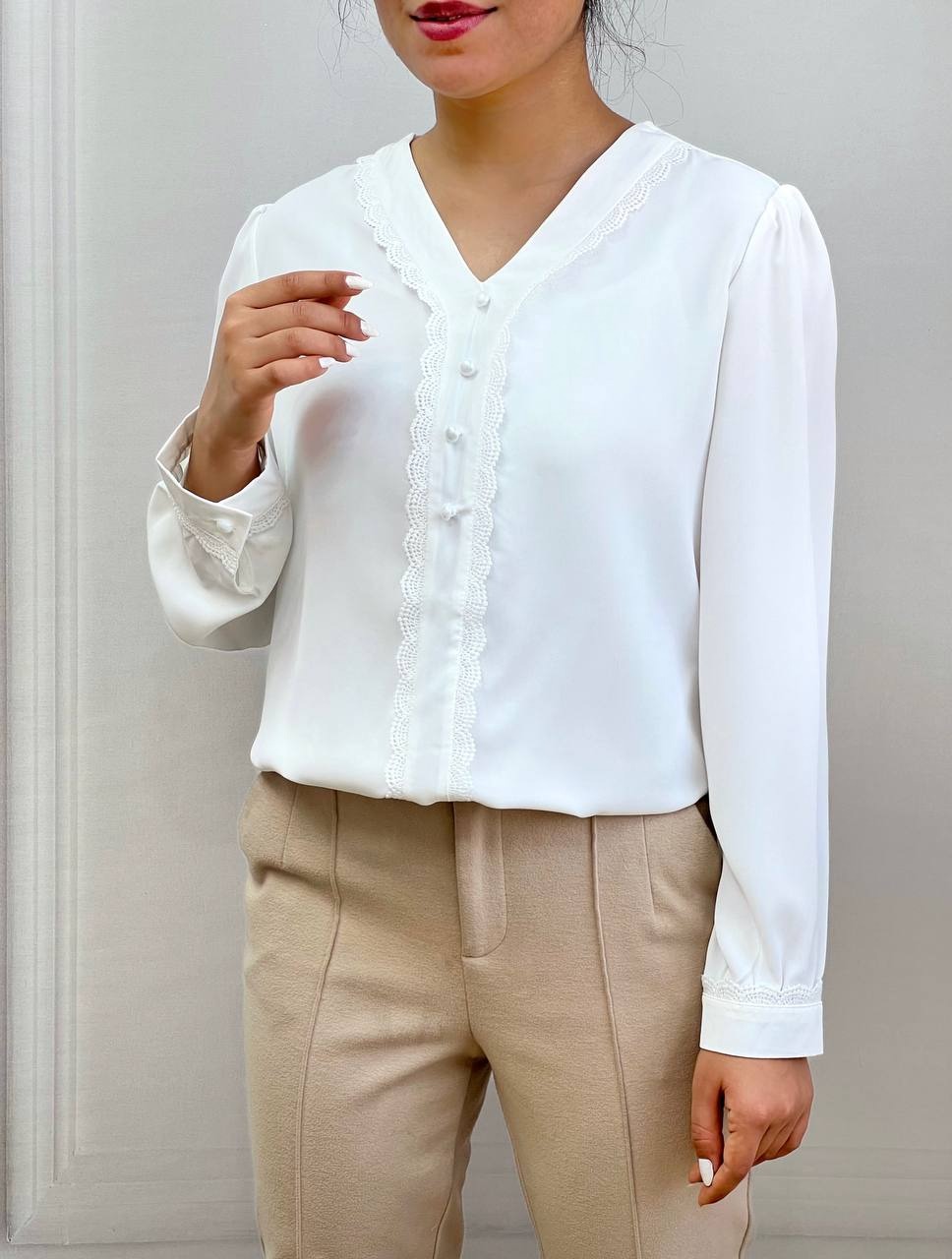 شومیز کرپ نما دکمه کد 3546