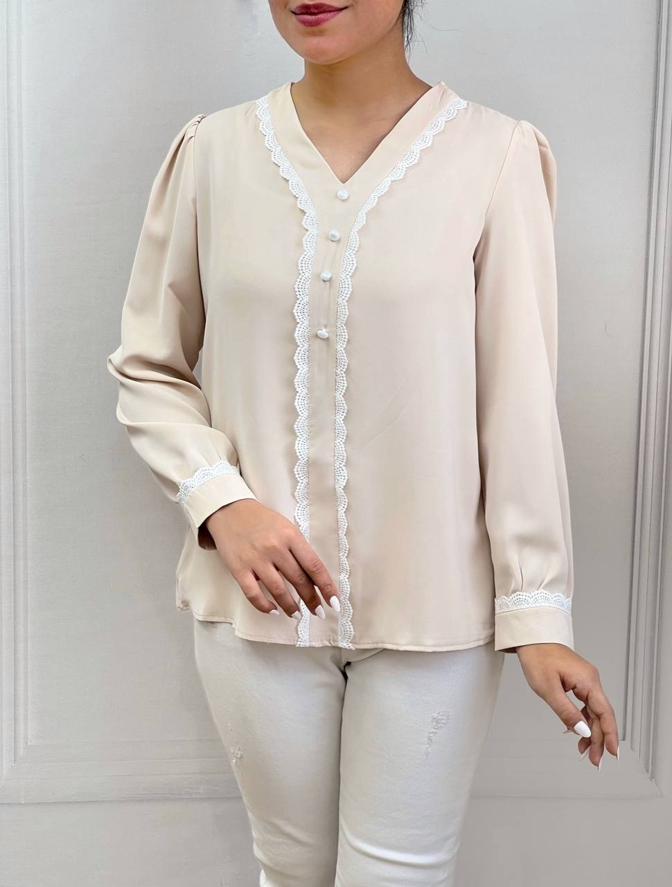 شومیز کرپ نما دکمه کد 3546