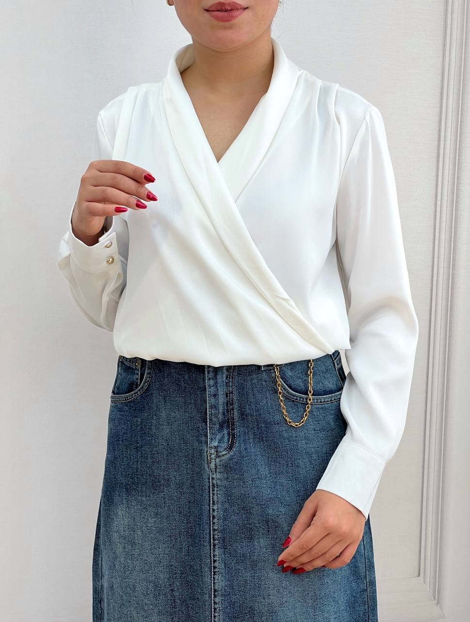 شومیز یقه هفت و هشت اورجینال کد 3549