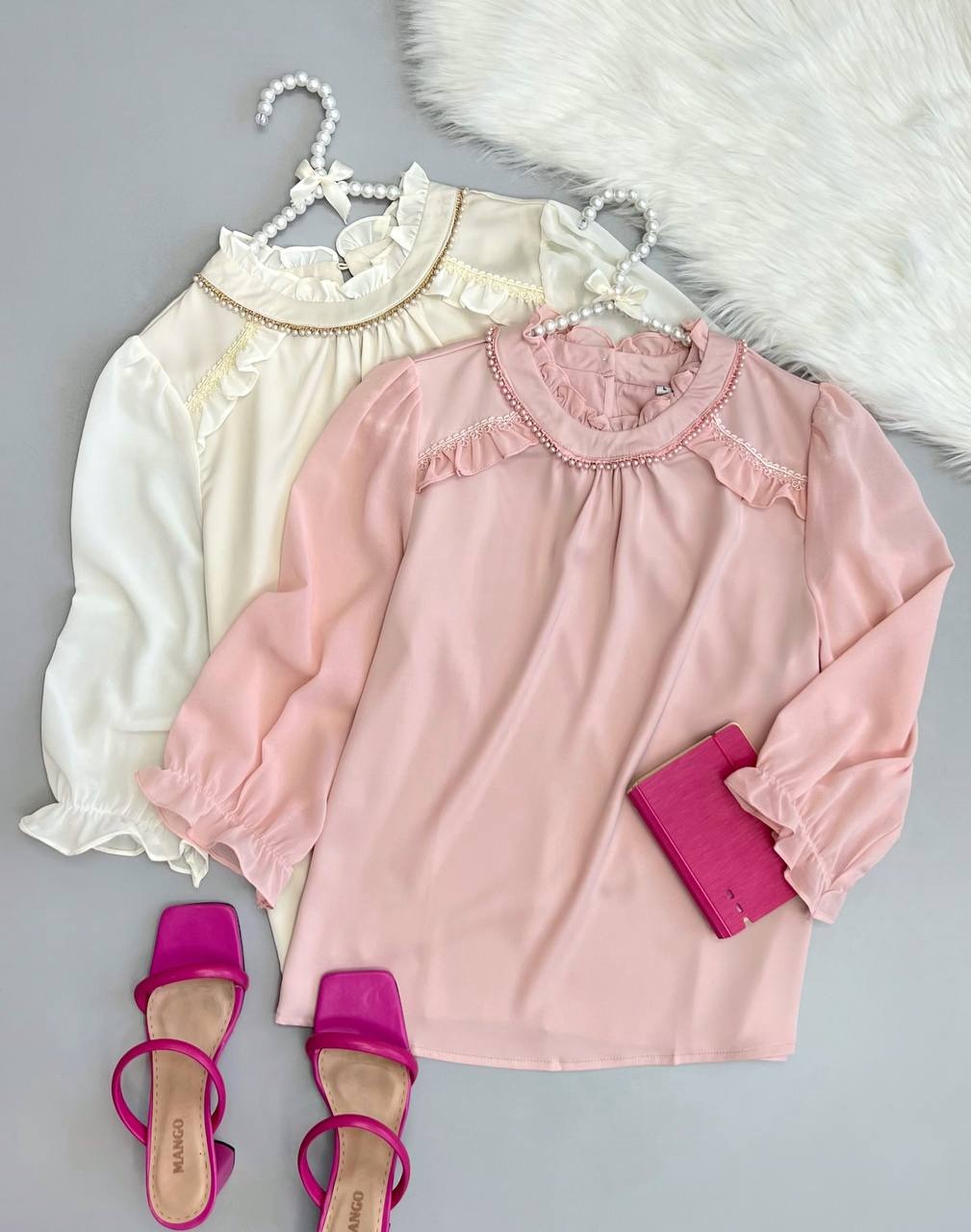 شومیز ساتن آستین حریر مدل 2 کد 3552