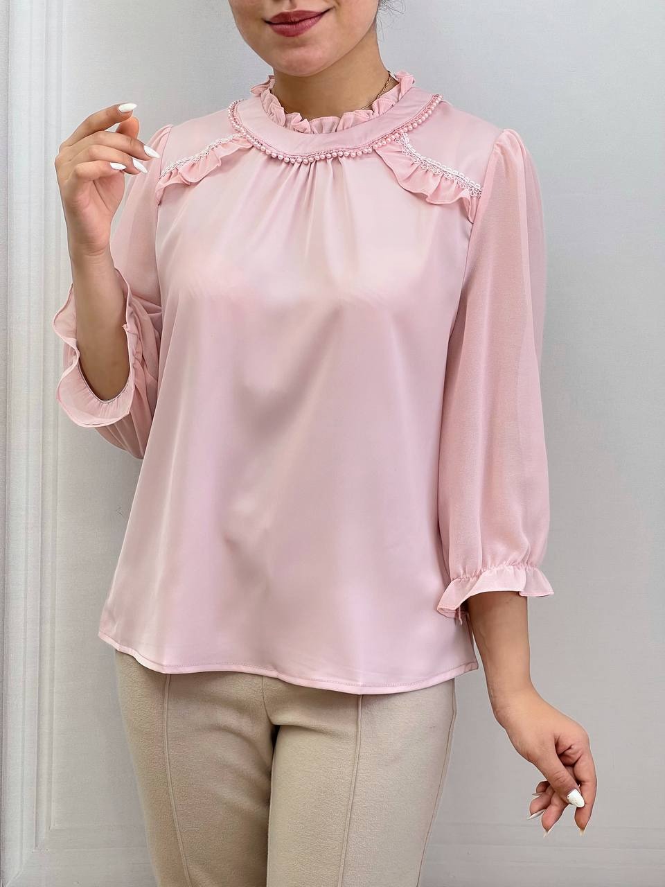 شومیز ساتن آستین حریر مدل 2 کد 3552