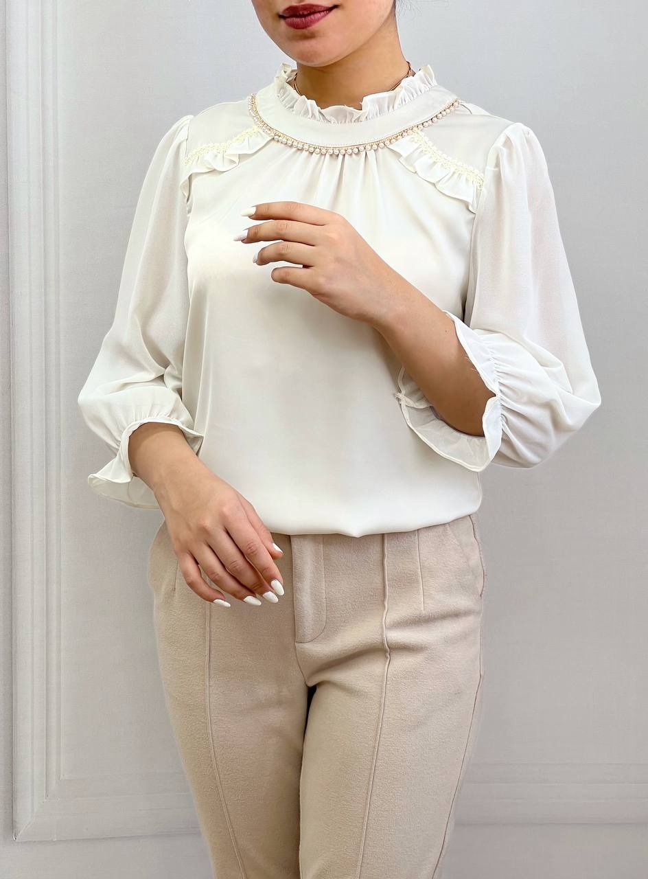 شومیز ساتن آستین حریر مدل 2 کد 3552