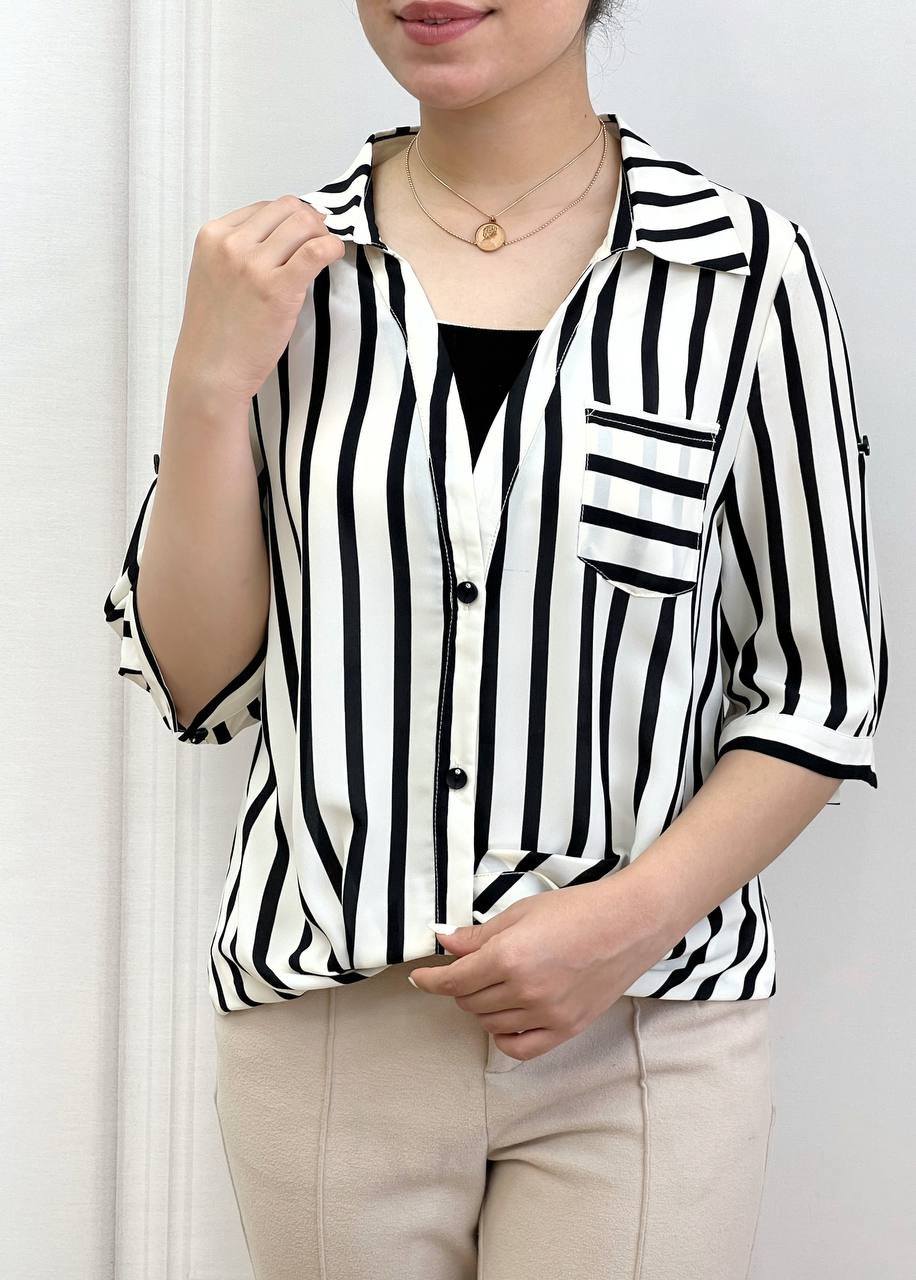 شومیز راه راه آستین سه ربع مدل 2 کد 3553