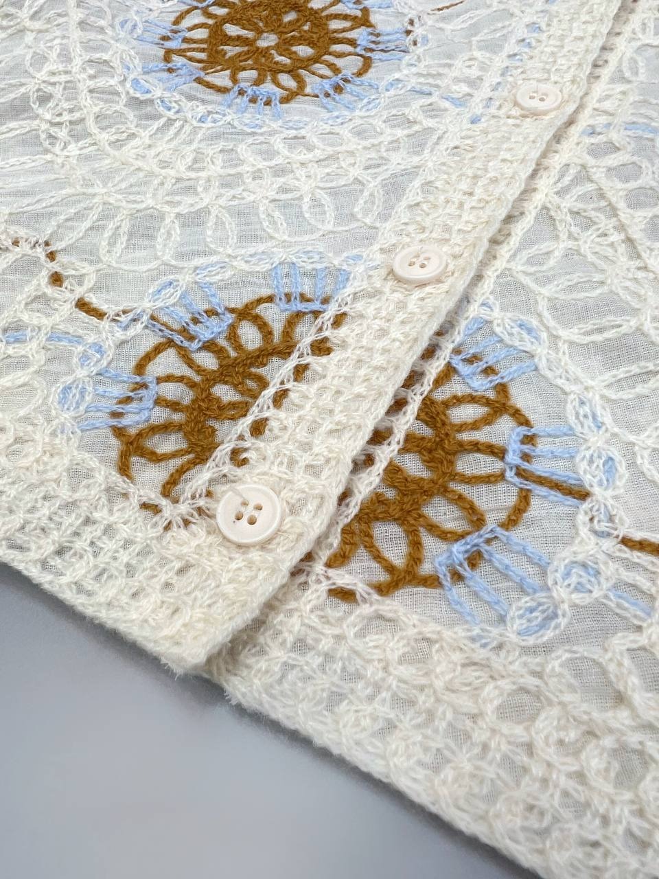 شومیز قلاب بافی استین حریر مدل 2 کد 3555