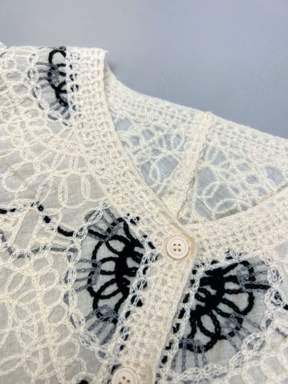 شومیز قلاب بافی استین حریر مدل 2 کد 3555