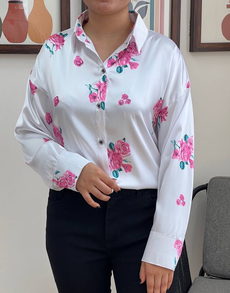 شومیز ساتن طرحدار کد 3376