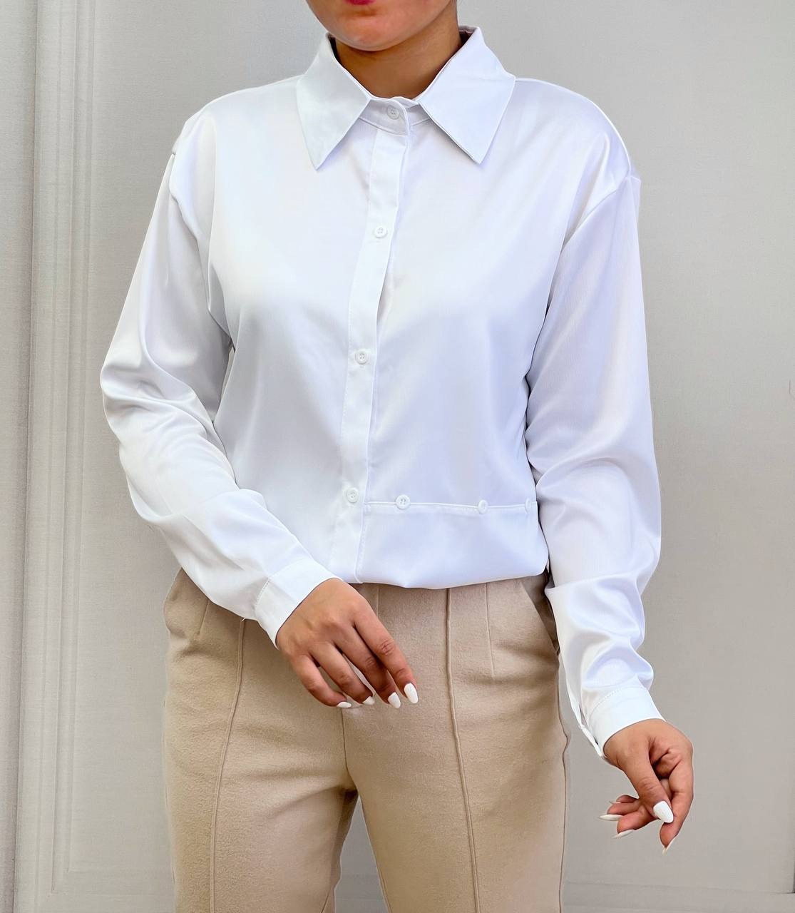 تونیک ساتن بغل دکمه کد 3558