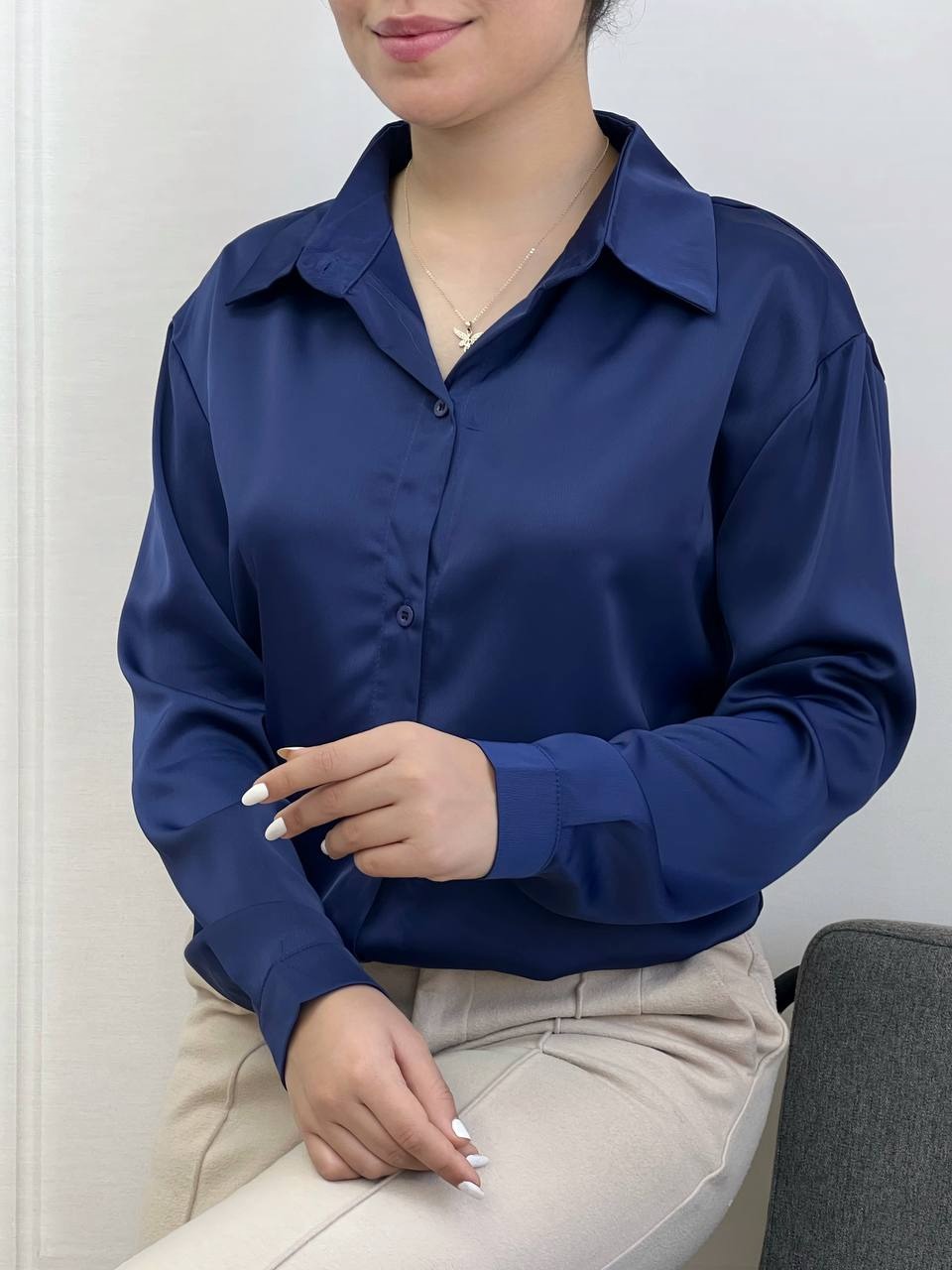 تونیک ساتن بغل دکمه کد 3558