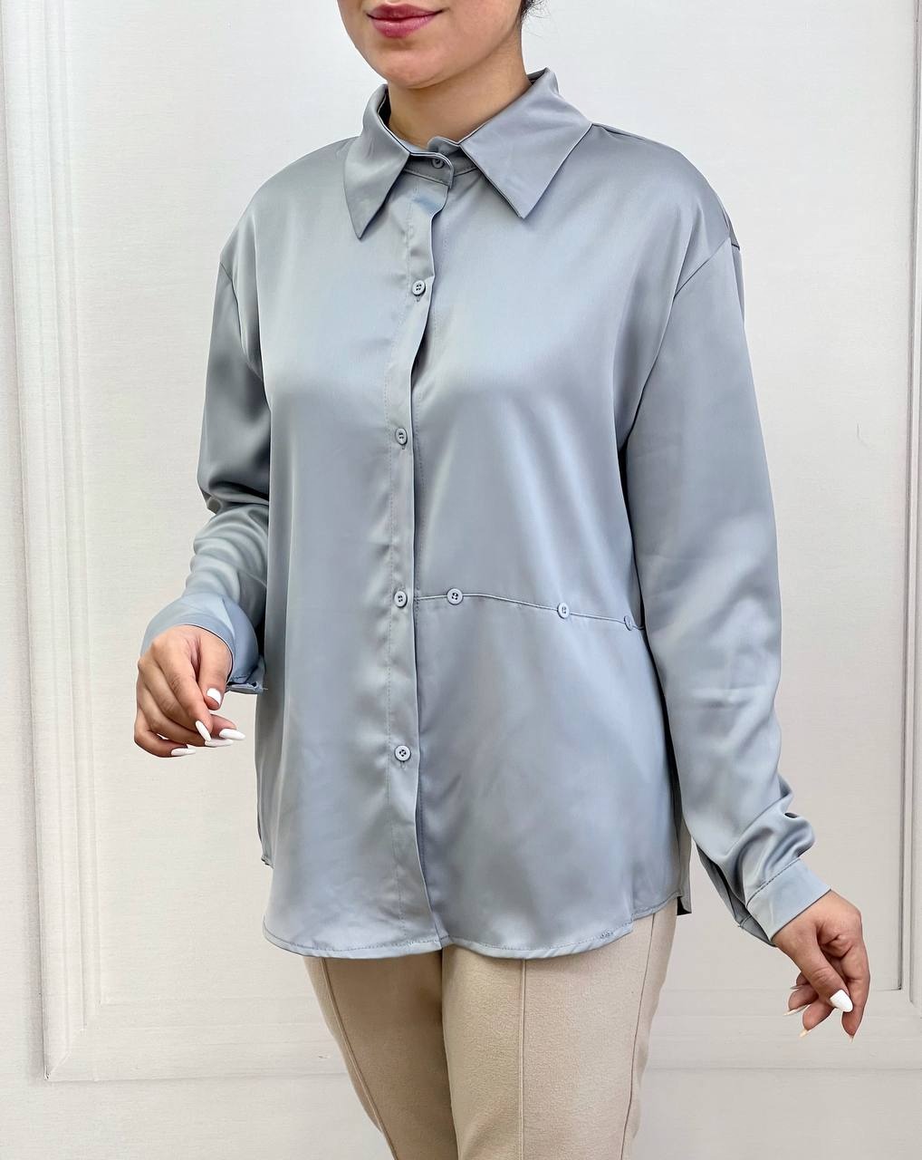 تونیک ساتن بغل دکمه کد 3558