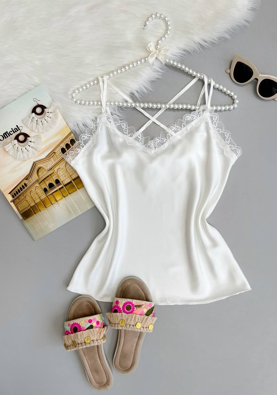 تاپ ساتن بند ضربدری کد 3559